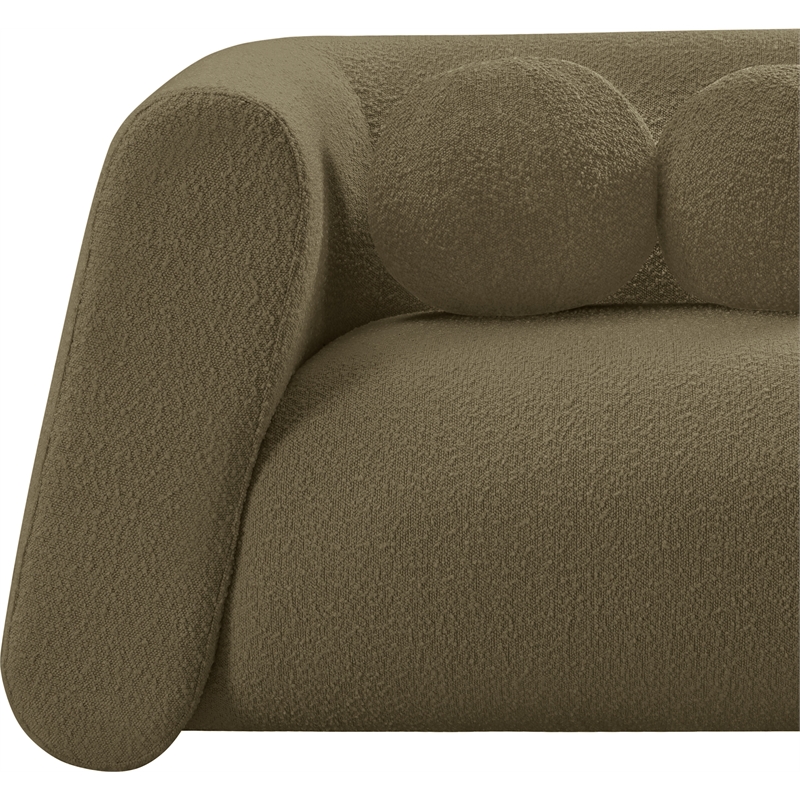 Meridian Furniture Abbington Contemporary Boucle Fabric Sofa in Olive Green