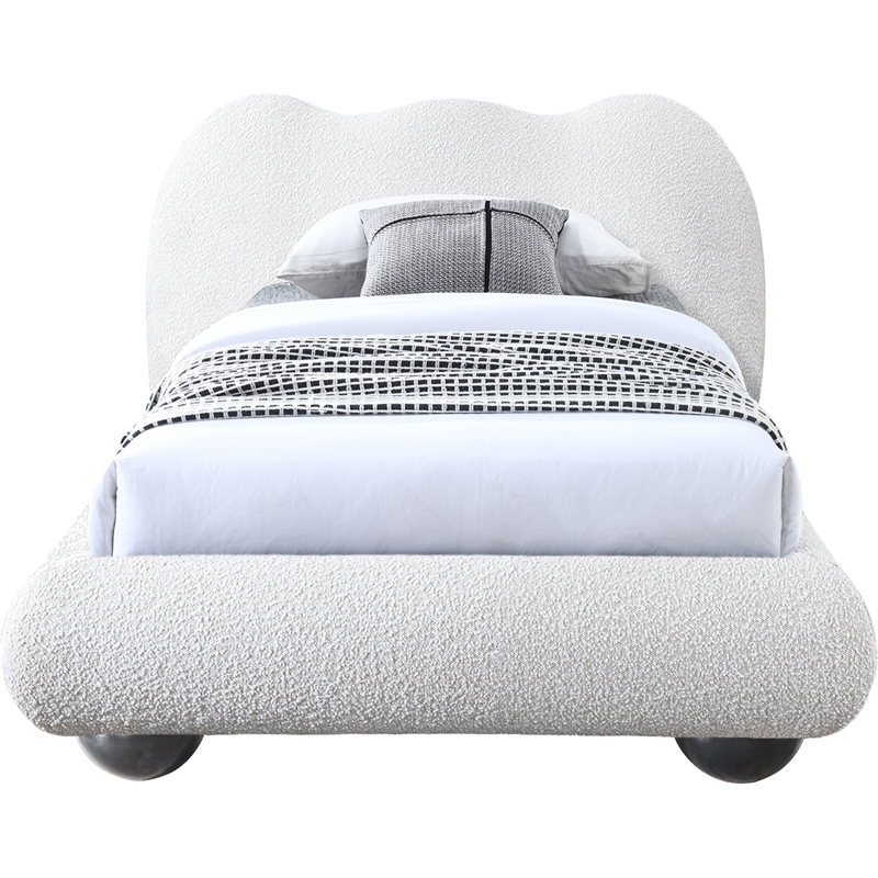 Meridian Furniture Hyde Contemporary Boucle Fabric Twin Bed in Cream