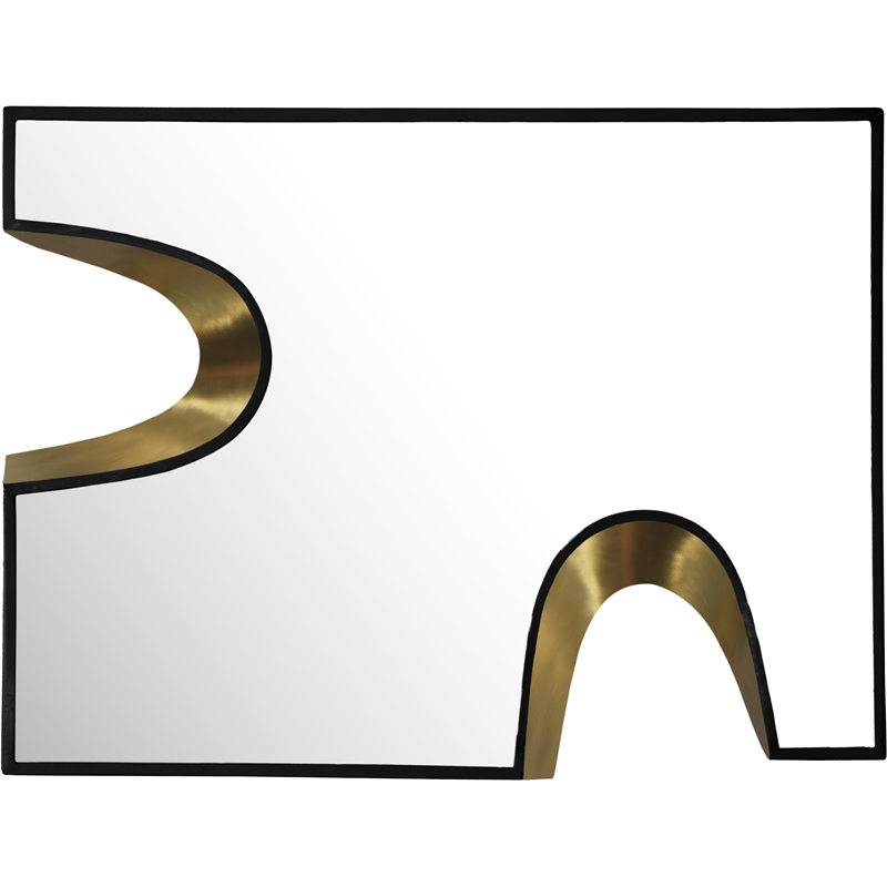 Meridian Furniture Soleil Black Mirror with Gold Iron Metal Accents