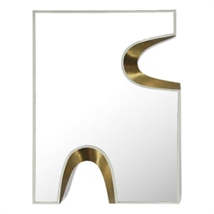 Meridian Furniture Soleil Cream Mirror with Gold Iron Metal Accents