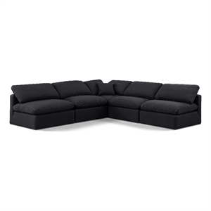 Meridian Furniture Indulge 169.5&quot Fabric L-Shaped Modular Sectional in Black