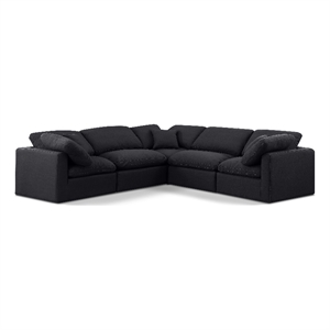 Meridian Furniture Indulge 158.5&quot Fabric L-Shaped Modular Sectional in Black