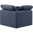 Meridian Furniture Indulge Contemporary Linen Fabric Corner Chair in Navy