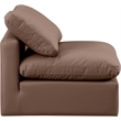 Meridian Furniture Indulge Contemporary Vegan Leather Armless Chair in Brown