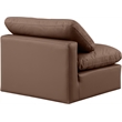 Meridian Furniture Indulge Contemporary Vegan Leather Armless Chair in Brown