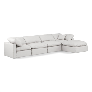 Meridian Furniture Indulge 129&quot Cream Vegan Leather L-Shaped Modular Sectional