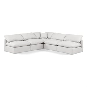 Meridian Furniture Indulge 105&quot Cream Vegan Leather L-Shaped Modular Sectional