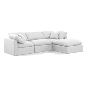 Meridian Furniture Indulge 105&quot Linen Fabric L-Shaped Modular Sectional in White