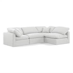 Meridian Furniture Indulge 129&quot Linen Fabric L-Shaped Modular Sectional in White