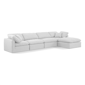 Meridian Furniture Indulge 140&quot Linen Fabric L-Shaped Modular Sectional in White