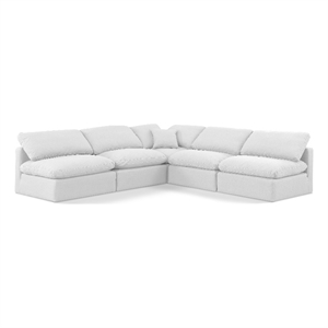 Meridian Furniture Indulge 169.5&quot Fabric L-Shaped Modular Sectional in White