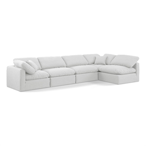 Meridian Furniture Indulge 164&quot Linen Fabric L-Shaped Modular Sectional in White