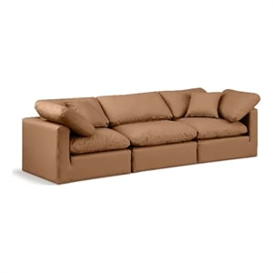 Meridian Furniture Indulge 105&quot Contemporary Orange Vegan Leather Modular Sofa
