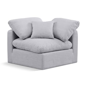 Meridian Furniture Indulge Contemporary Linen Fabric Corner Chair in Gray