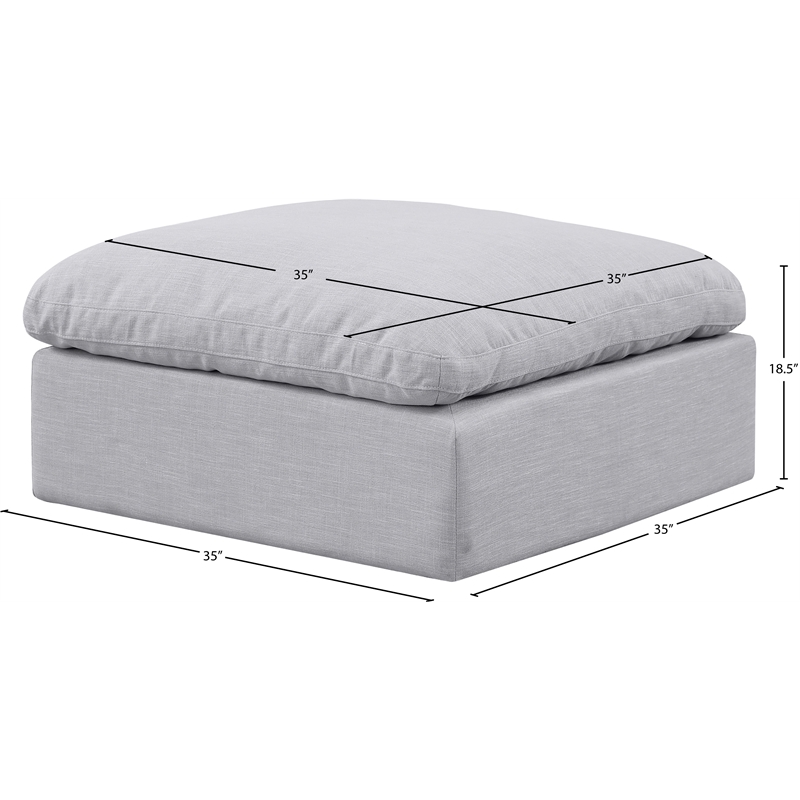 Meridian Furniture Indulge Contemporary Linen Fabric Ottoman in Gray