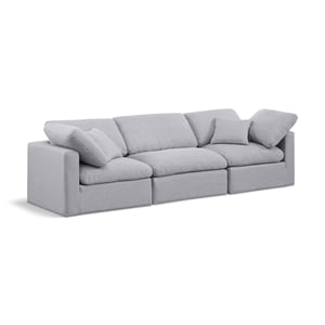 Meridian Furniture Indulge 105&quot Contemporary Linen Fabric Modular Sofa in Gray