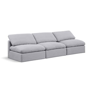 Meridian Furniture Indulge 105&quot Upholstered Linen Fabric Modular Sofa in Gray