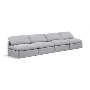 Meridian Furniture Indulge 140&quot Upholstered Linen Fabric Modular Sofa in Gray