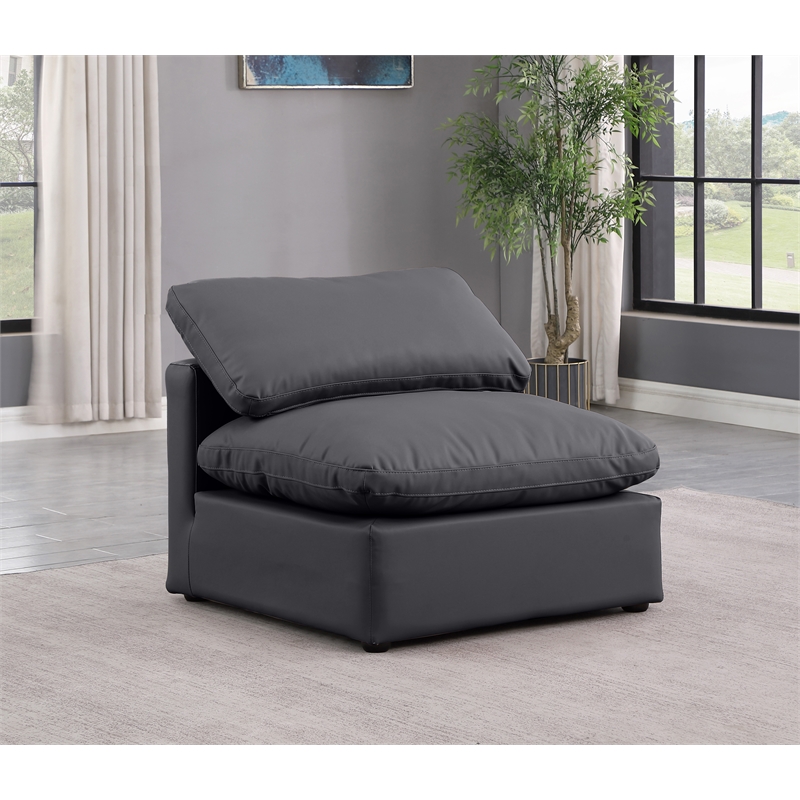 Meridian Furniture Indulge Contemporary Vegan Leather Armless Chair in Black