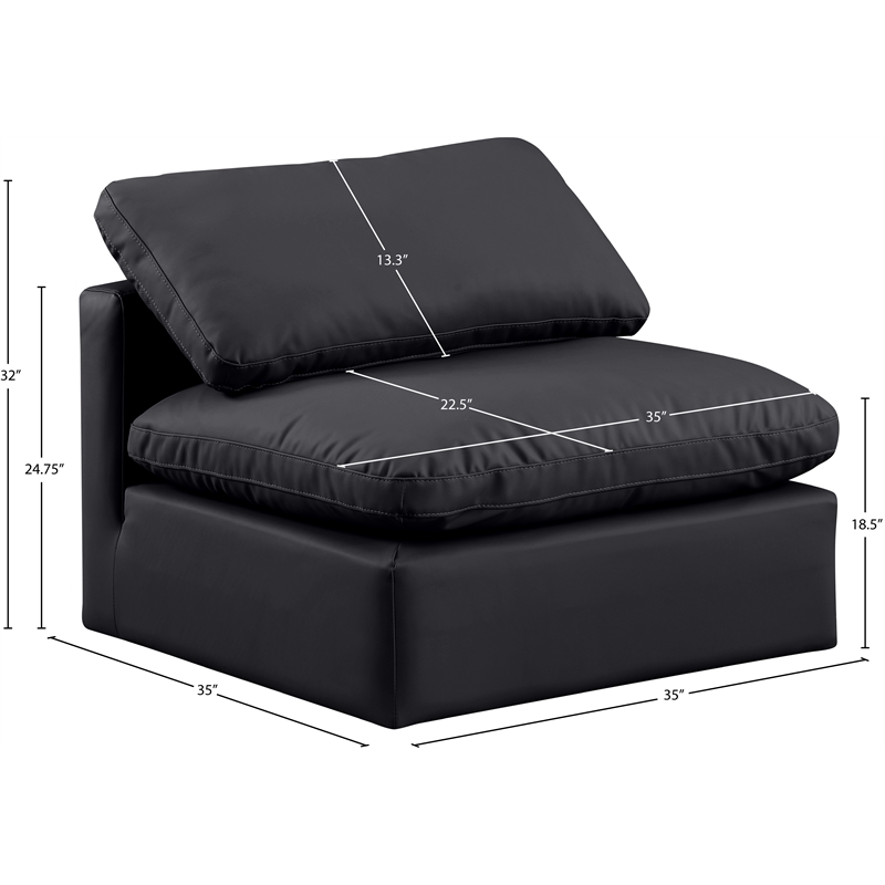 Meridian Furniture Indulge Contemporary Vegan Leather Armless Chair in Black