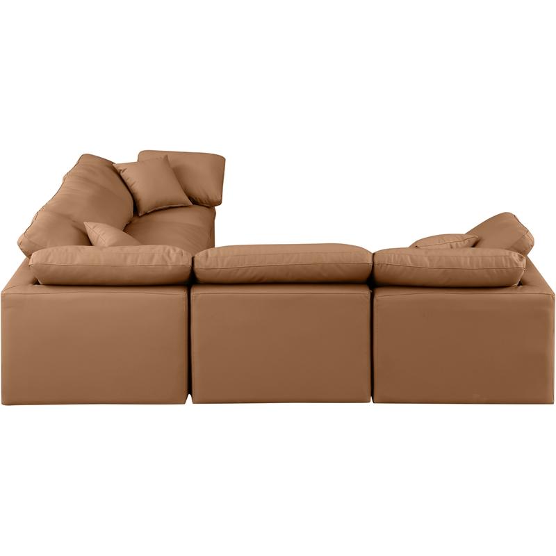 Meridian Furniture Indulge Vegan Leather L-Shaped Modular Sectional in Orange