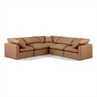 Meridian Furniture Indulge Vegan Leather L-Shaped Modular Sectional in Orange