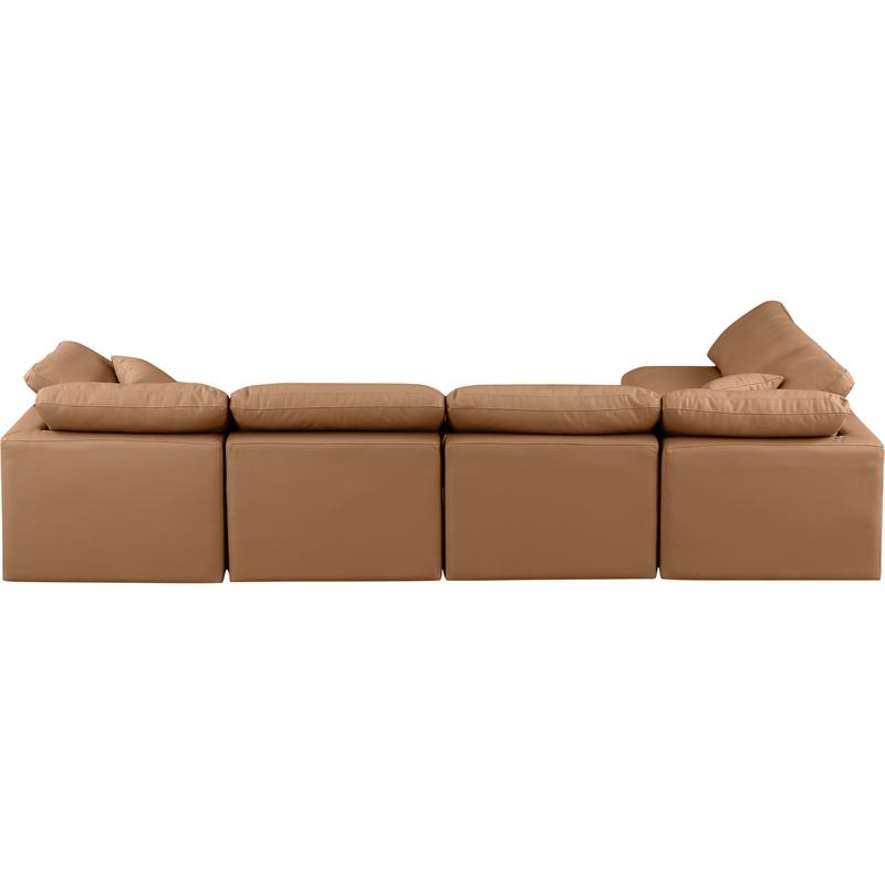 Meridian Furniture Indulge Vegan Leather L-Shaped Modular Sectional in Orange