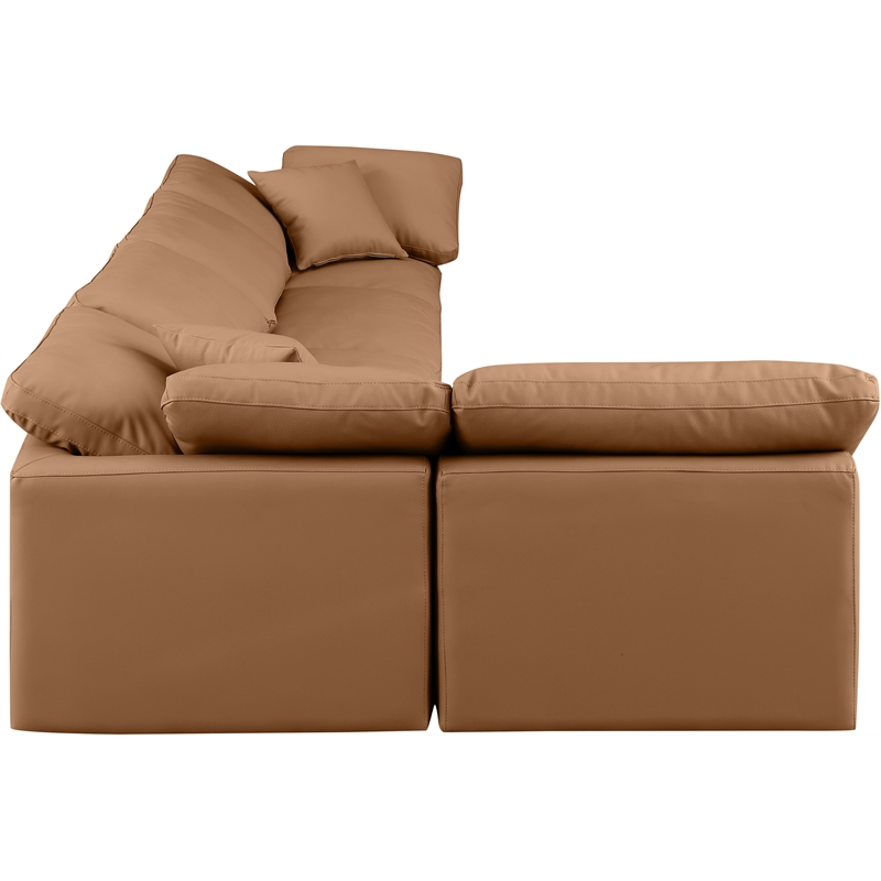 Meridian Furniture Indulge Vegan Leather L-Shaped Modular Sectional in Orange