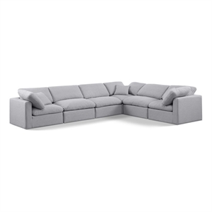Meridian Furniture Indulge 193.5&quot Fabric L-Shaped Modular Sectional in Gray