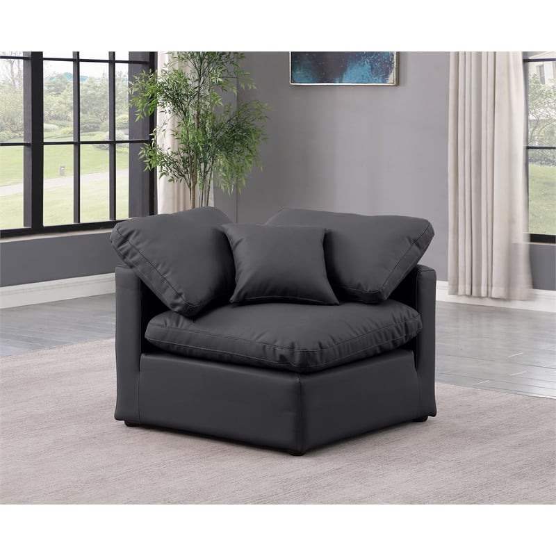 Meridian Furniture Indulge Contemporary Vegan Leather Corner Chair in Black