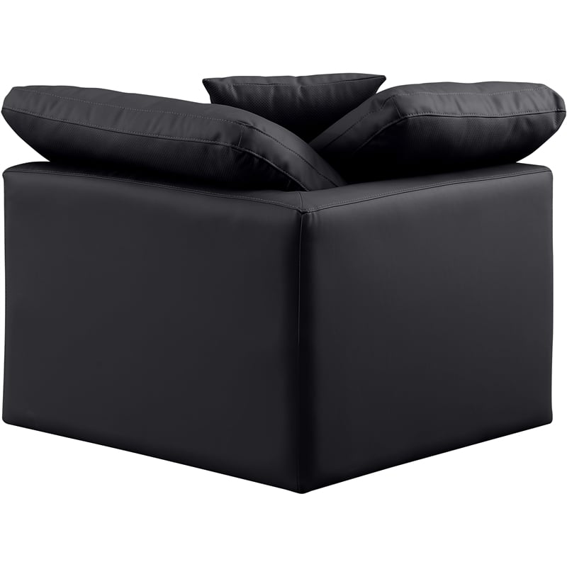 Meridian Furniture Indulge Contemporary Vegan Leather Corner Chair in Black