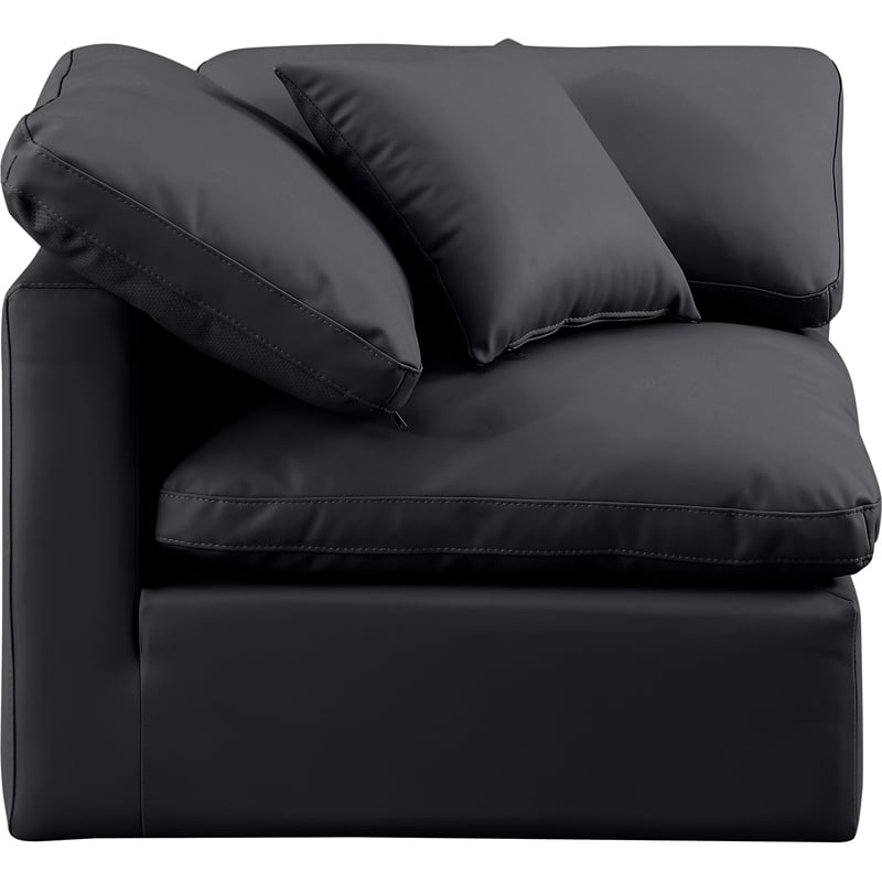 Meridian Furniture Indulge Contemporary Vegan Leather Corner Chair in Black