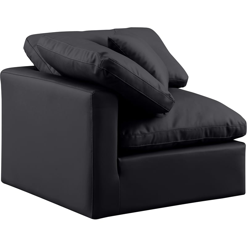 Meridian Furniture Indulge Contemporary Vegan Leather Corner Chair in Black