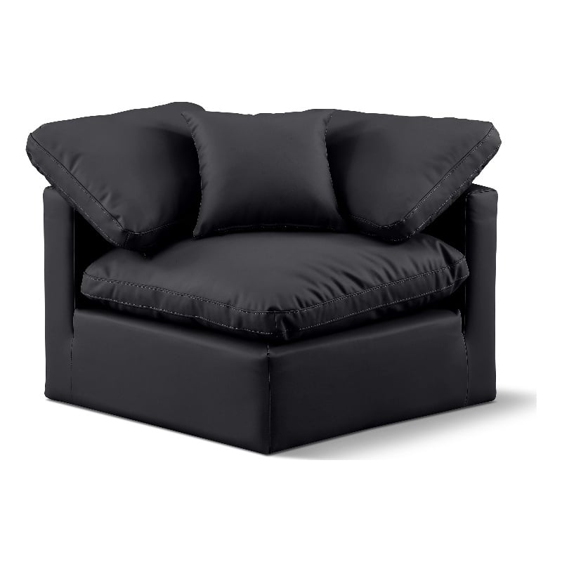 Meridian Furniture Indulge Contemporary Vegan Leather Corner Chair in Black