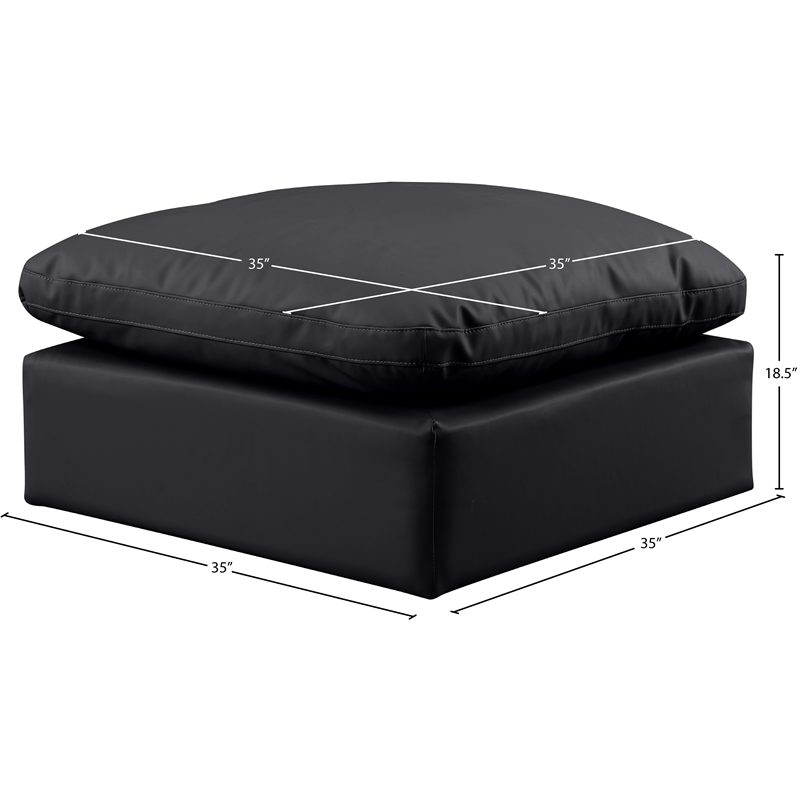 Meridian Furniture Indulge Contemporary Vegan Leather Ottoman in Black