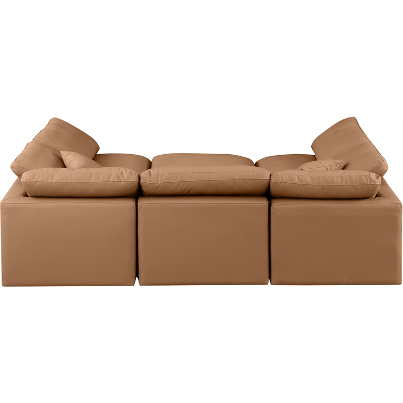 Meridian Furniture Indulge Vegan Leather U-Shaped Modular Sectional in Orange