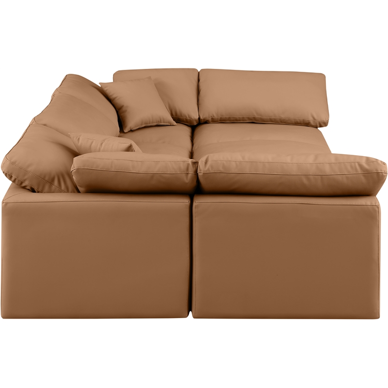 Meridian Furniture Indulge Vegan Leather U-Shaped Modular Sectional in Orange