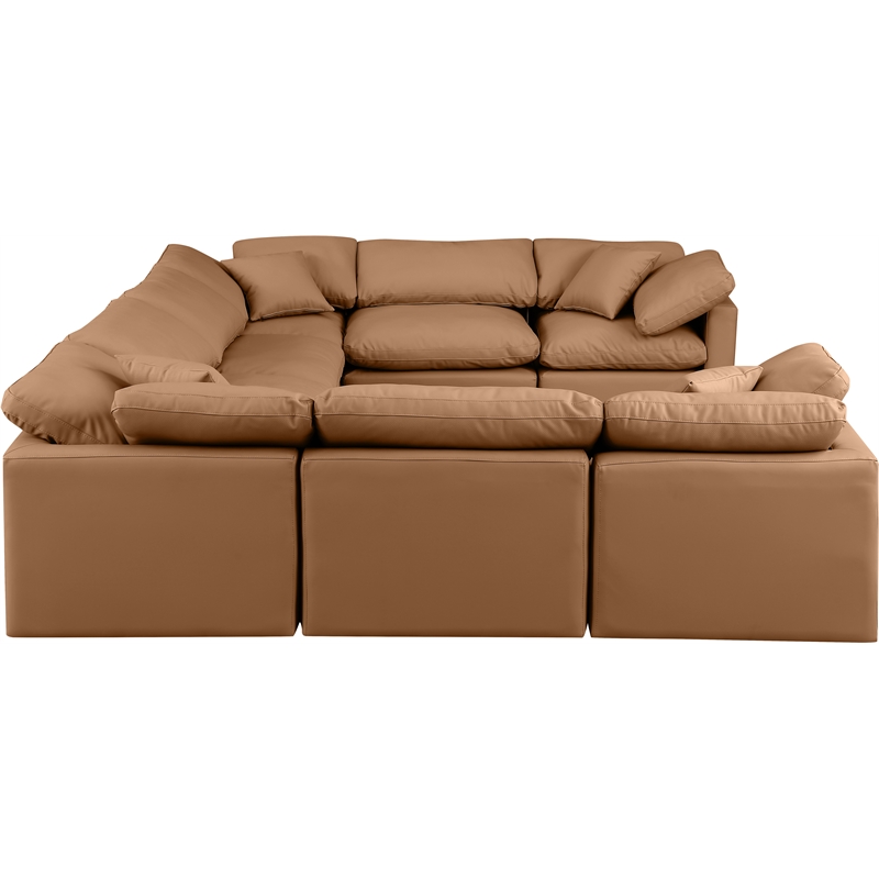 Meridian Furniture Indulge Vegan Leather U-Shaped Modular Sectional in Orange