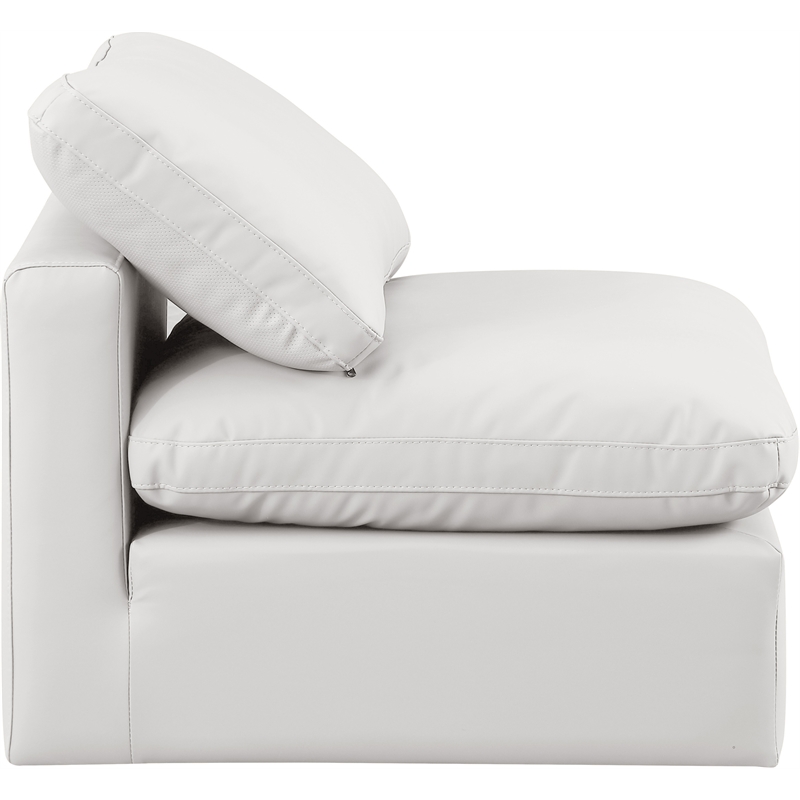 Meridian Furniture Indulge Vegan Leather Armless Chair in Cream