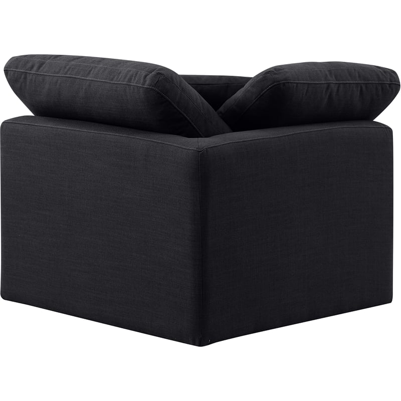 Meridian Furniture Indulge Contemporary Linen Fabric Corner Chair in Black