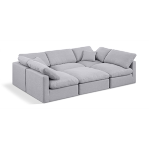 Meridian Furniture Indulge 164&quot Linen Fabric U-Shaped Modular Sectional in Gray