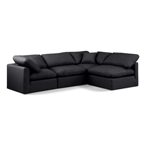 Meridian Furniture Indulge 129&quot Black Vegan Leather L-Shaped Modular Sectional