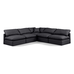 Meridian Furniture Indulge 105&quot Black Vegan Leather L-Shaped Modular Sectional