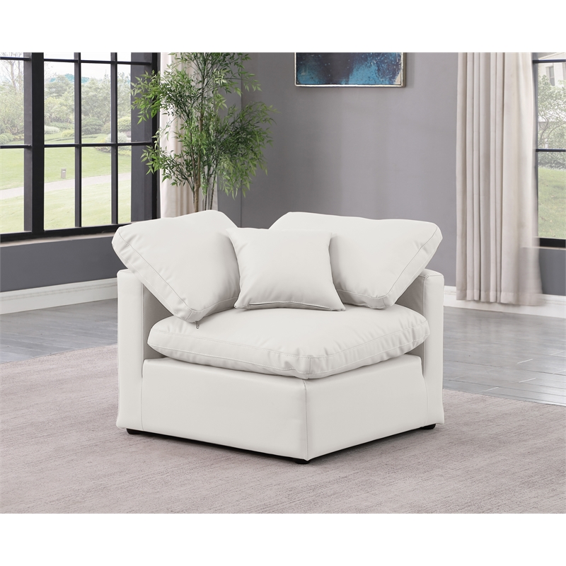 Meridian Furniture Indulge Vegan Leather Corner Chair in Cream