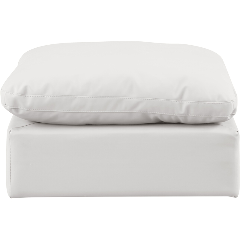 Meridian Furniture Indulge Vegan Leather Ottoman with Latch Underneath in Cream