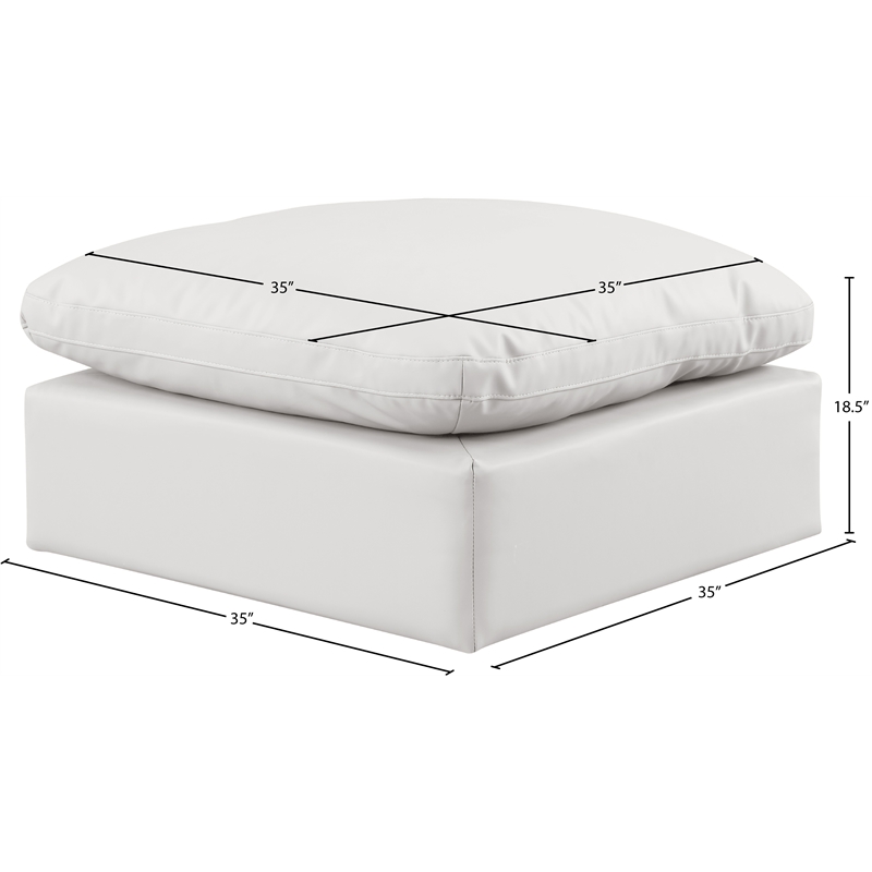 Meridian Furniture Indulge Vegan Leather Ottoman with Latch Underneath in Cream