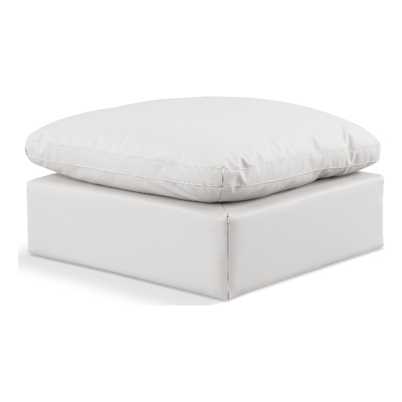 Meridian Furniture Indulge Vegan Leather Ottoman with Latch Underneath in Cream
