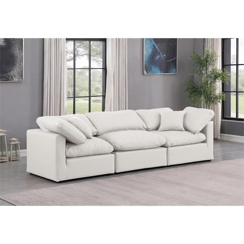 meridian furniture indulge 105&quot vegan leather modular sofa in cream