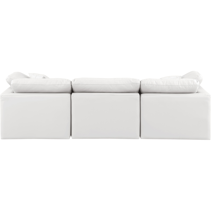 meridian furniture indulge 105&quot vegan leather modular sofa in cream