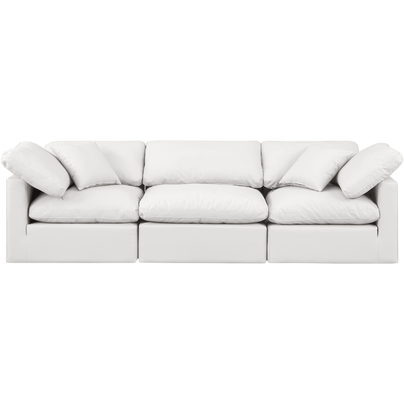 meridian furniture indulge 105&quot vegan leather modular sofa in cream
